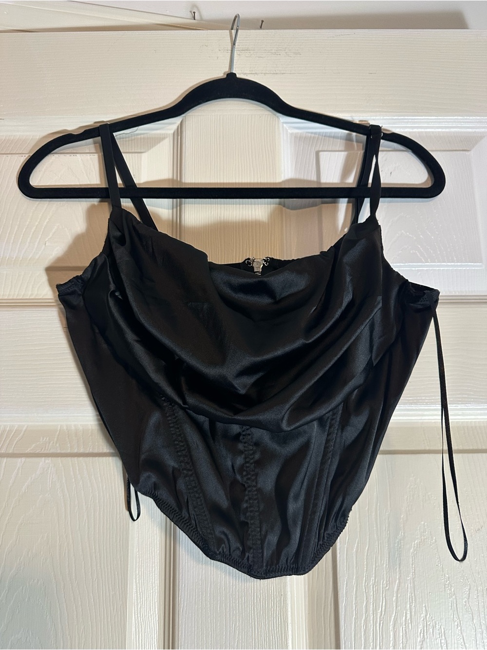Urban Outfitters Black Satin Cowl Corset Crop Top